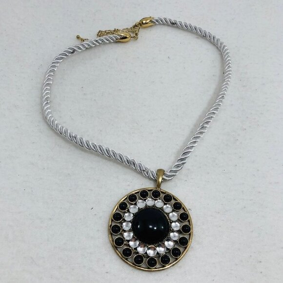 Women Necklace 16" Big Round Statement Pendant Rope Retro Boho Fashion Costume - Picture 4 of 11